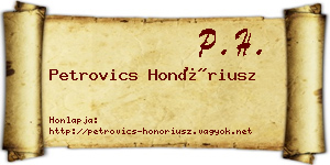 Petrovics Honóriusz névjegykártya